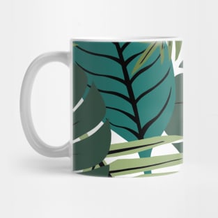 Tropical Leaves Pattern in Green Mug